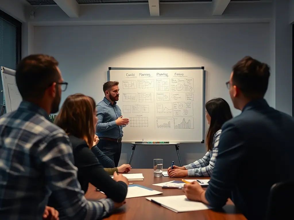 A coach facilitating a workshop for a retail team, focusing on customer engagement, sales techniques, and strategies for improving in-store experiences.