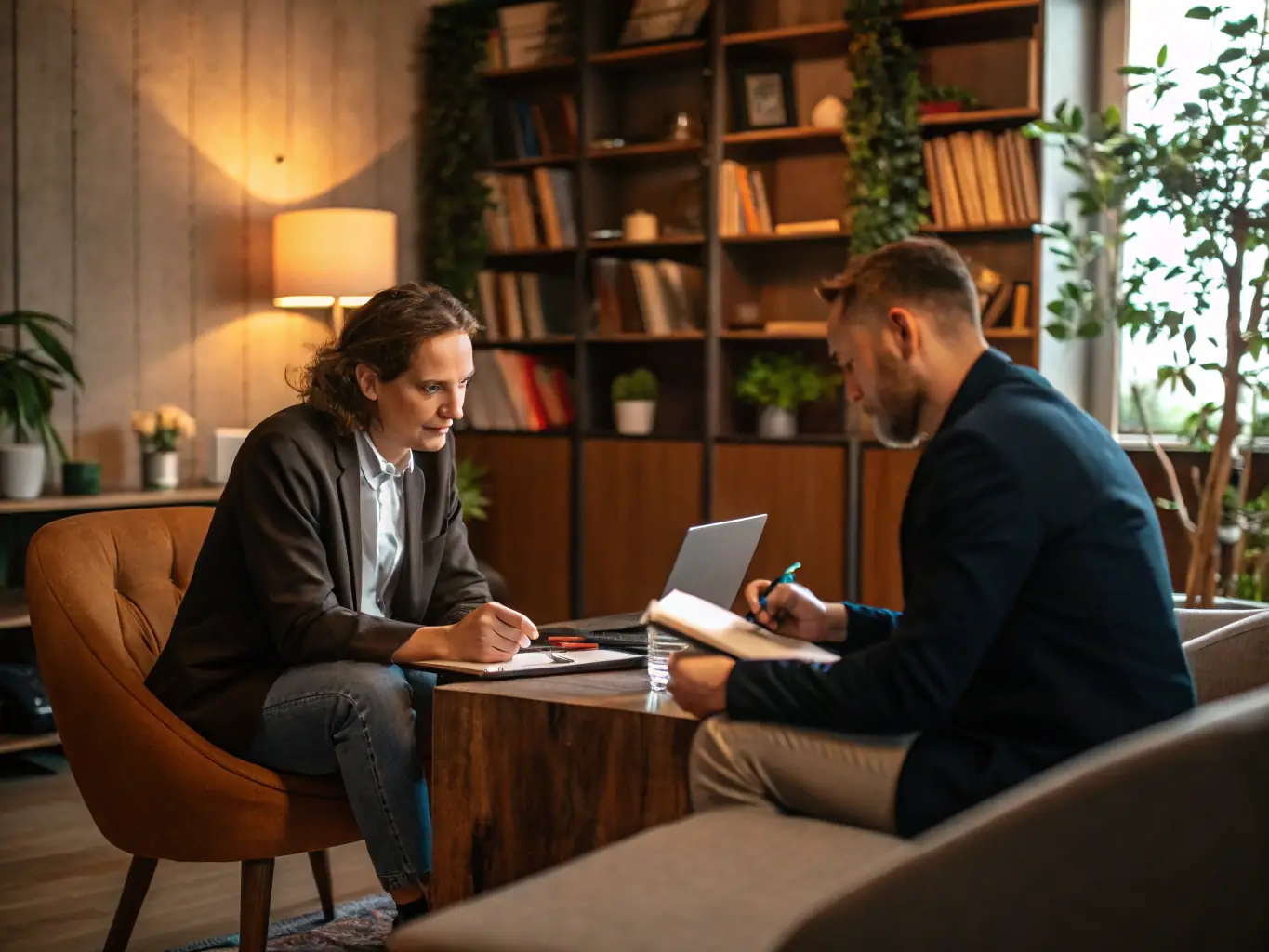 An image showing a coach mentoring a business owner, highlighting the personal development and leadership aspects of the coaching process.